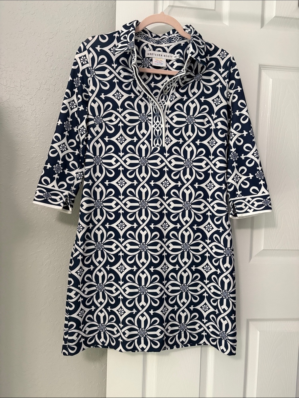 Gretchen Scott Navy & White Geometric Tunic